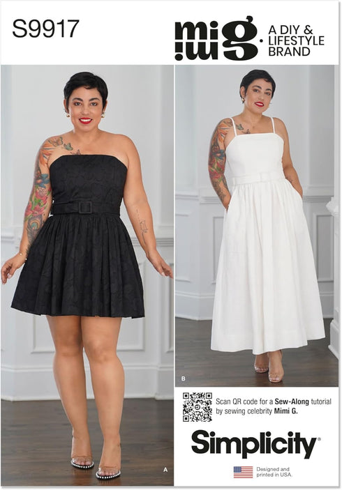 Simplicity Misses' Belt and Full Skirt Dresses Sewing Pattern Packet by Mimi G Style, Design Code S9917, Sizes 18-20-22-24-26, Multicolor...