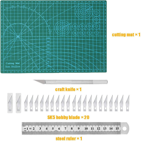 Self Healing Sewing Mat, Exacto Knife Precision Carving Craft Hobby Knife Kit for DIY Art Work Cutting, Hobby, Stencil, Scrapbooking-A4(9"x12")...