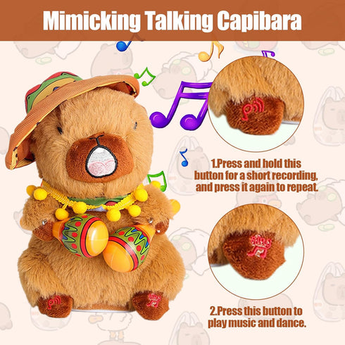 Talking Capybara Plush Toy, Dancing Capybara Stuffed Animal, Interactive Toy Mimicking Capybara Plushie Repeating What You Say, Musical Funny Toy ...