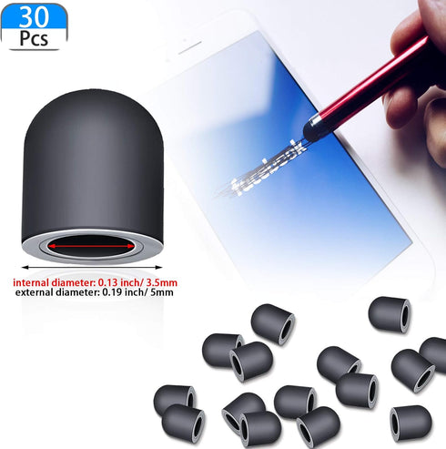 Zonon 30 Pieces Replacement Stylus Tips Conductive touch screen Pens Tips Capacitive Silicone Rubber, No Touch Door Opener Tools (0.19 Inch)...