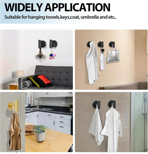 Adhesive Hooks for Bathroom, 4 Packs of Towel Hooks, Wall Mount Towel Holder, Matte Wall Robe Hook, Stainless Steel Heavy Duty Door Hanger Towel H...