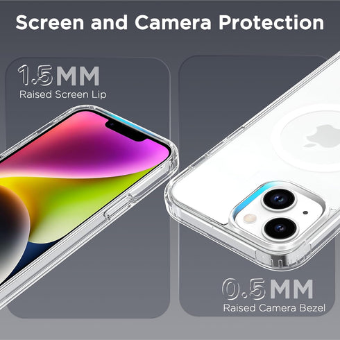 CACOE Magnetic Case for iPhone 13 & iPhone 14 6.1 inch-Compatible with MagSafe & Magnetic Car Phone Mount,Not Yellowing Anti-Scratch (Clear)...