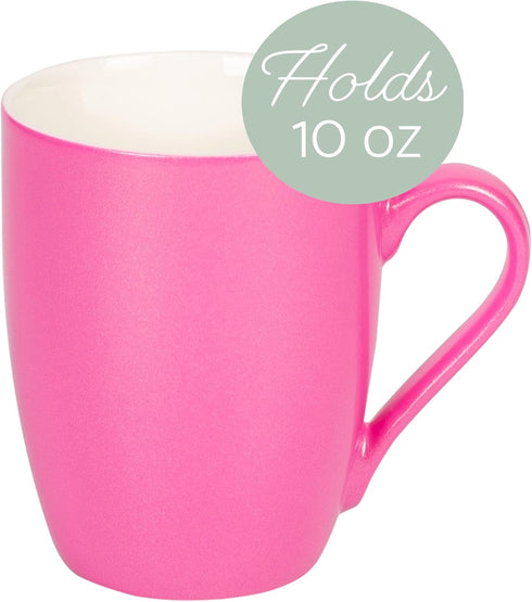 Elanze Designs Princess Pink Glossy Finish 10 Oz. New Bone China Coffee Cup Mug Set of 4...