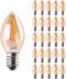 C7 LED Nignt Light Bulb,Classical Edison Style E12 Candle Base, 0.5 Watt LED Filament Bulb, Sign Light Replacement Bulb,5 Watts Equivalent, Ultra ...