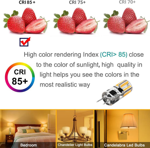 Dimmable G8 LED Bulb 2W Warm White 20W Halogen Bulbs Equivalent Bi-Pin Base 120V T4 JCD Type Under Cabinet Puck Lighting Replacements,10 Pack...