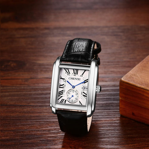 Avaner Men's Square Watches Vintage Leather Analog Quartz Dress Wristwatch with Calendar...
