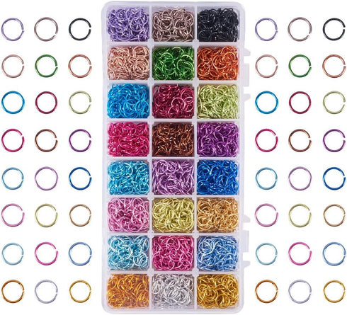 PH PandaHall About 2400pcs 24 Color 10mm Aluminum Jump Rings Open Jump Rings for Choker Necklaces Bracelet Chain Maille Jewelry Making...