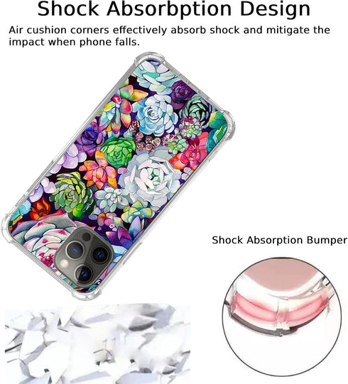 Watercolor Succulent Plant Case Compatible with iPhone 13 Pro Max, Cute Colorful Succulent Garden Case for iPhone 13 Pro Max, Trendy Cool TPU Case...