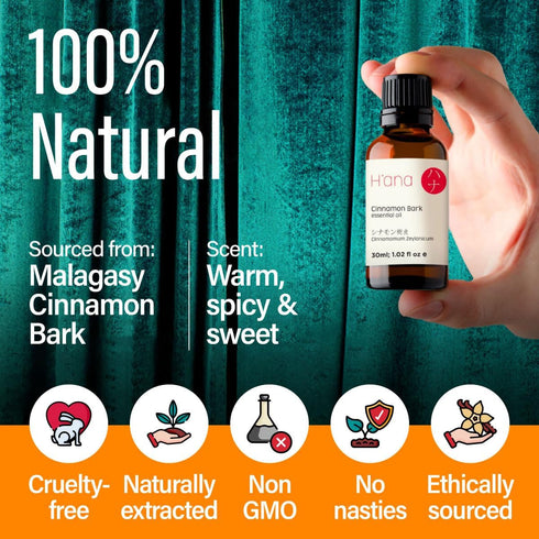 H’ana Cinnamon Bark Essential Oil for Diffuser - 100% Natural Cinnamon Bark Oil for Skin, Aromatherapy, Bath Bombs, Soaps & Candles (1 fl oz)...