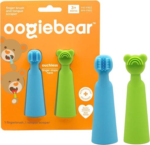oogiebear Baby Finger Brush & Tongue Scraper - Gentle Oral Care, Soft Silicone, BPA-Free, for Infants & Toddlers...