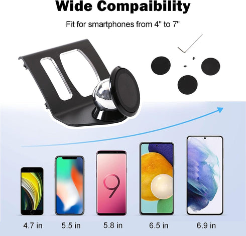 LLKUANG 360-Degree Rotary Cell Phone Holder Mobile Phone Mount Black(magnet) for BMW 5 Series F11 F10 F07 2010-2016 (Black)...