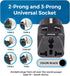 OREI European Adapter Plug, Travel Adaptor for Europe Schuko Countries 2 in 1, for Germany France Iceland Netherlands Russa Greece Spain - Safe Gr...