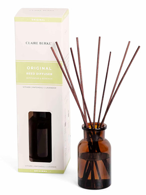 Claire Burke Original Reed Diffuser Oil Starter Kit with Amber Glass Vessel and Rattan Reeds for Home...