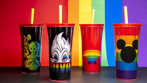 Zak Designs Disney Halloween Rainbow Collection Double-Wall Insulated Plastic Tumbler for Cold Drinks, Travel Cup with Splash-Proof Lid and Straw ...