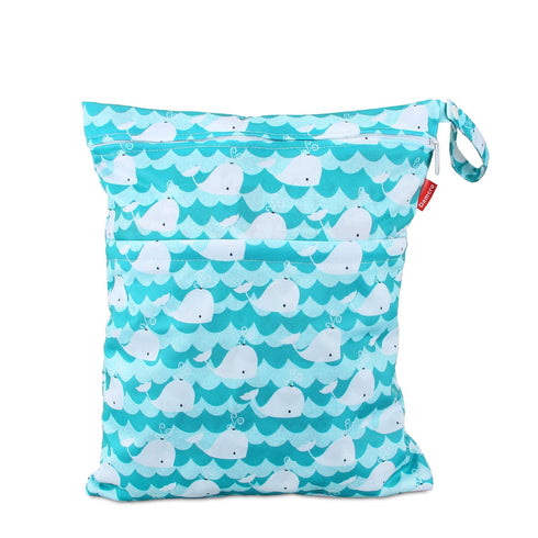 Damero Cloth Diaper Wet Dry Bag with Handle for Swimsuit, Pumping Parts, Wet Clothes and More, Ideal for Travel, Exercise, Daycare, Swimming, Reus...