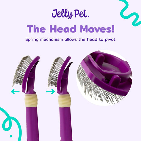 Pivoting Slicker Brush, Brush Head Moves, Soft Pin Slicker, Protects Skin, Prevents Irritation, Effortless Brushing of Shedding Dogs, Detangles an...