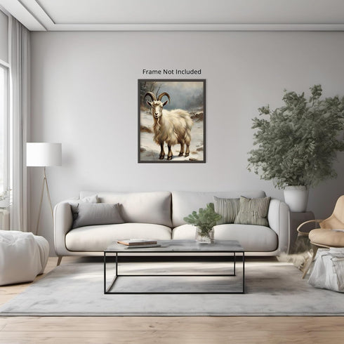 Posterizer 1 pcs-goat in snowy winter scene-oil painting style -1-Art for Animal Lovers-Landscape & Nature Art-Decor for Home & Office- unframed w...