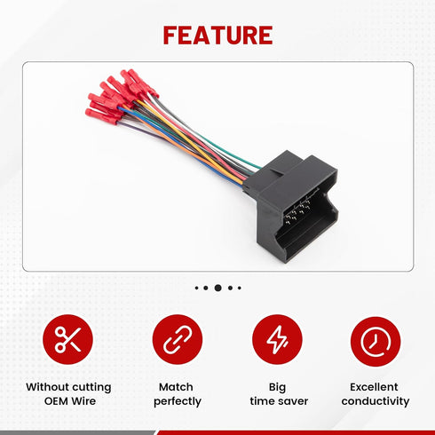 RED WOLF Car Stereo Wiring Harness Compatible with Volkswagen 2004-2015, BMW 3/5, Audi 2002-2010 Aftermarket Install Power/Speaker CD Player Conne...