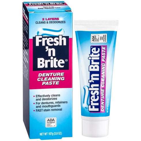 Fresh 'n Brite Denture Cleaning Paste For Dentures, Removable Partial Dentures, Retainers, Mouthguards, Nightguards, Fast Stain Removal, pack of 3...