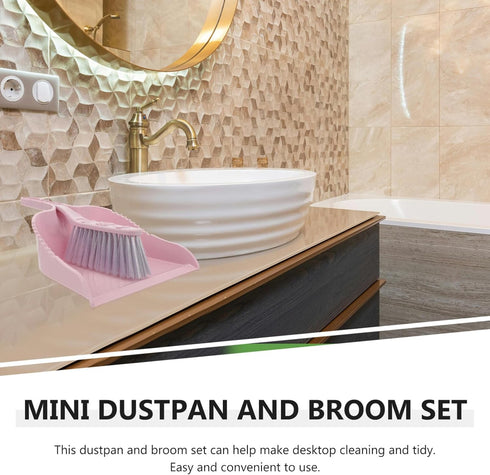 Hemoton 1 Set Mini Broom Cleaning Brush Set Mini Cleaning Broom Desk Cleaning Broom Household Cleaning Dustpan Household Supplies Desktop Cleaning...