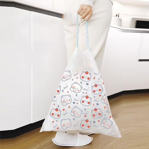 4 Gallon Trash Bags - Drawstring small trash Bags 1.1mil Thick for Bathroom, Kitchen, Bedroom, Office Toilet Home (White-pink, 75Counts)...