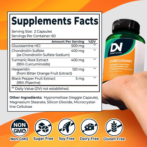 Turmeric Supplement, Glucosamine Chondroitin Turmeric - Joint Support Supplement for Relief 120 Capsules Glucosamine Sulfate Joint Supplement...
