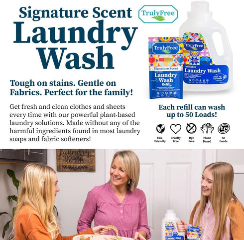 Laundry Detergent for Sensitive Skin | Gentle & Safe for Baby Clothes | Plant-Based | Easy to Dissolve to Create a Liquid| Include 1 Refillable Bo...