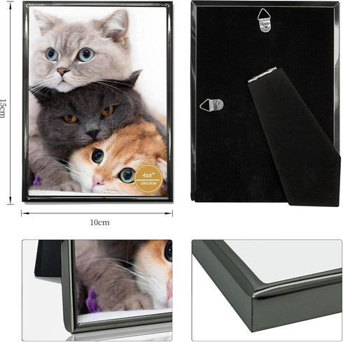 DECANIT 4x6 Picture Frame Metal, Thin Edge Photo Frames for Tabletop Display and Wall Mounting,Black...