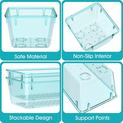 7 PCS Clear Plastic Drawer Organizers Set, 4 Size Desk Drawer Organizer Trays for Makeup, Jewelry, Kitchen Utensils, Gadgets and Office Accessorie...