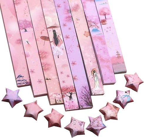 1080 Sheets Origami Star Paper Different Designs of Cute Strips Lucky Star Decoration Folding Paper for DIY Hand Art Crafts, School Teaching Suppl...