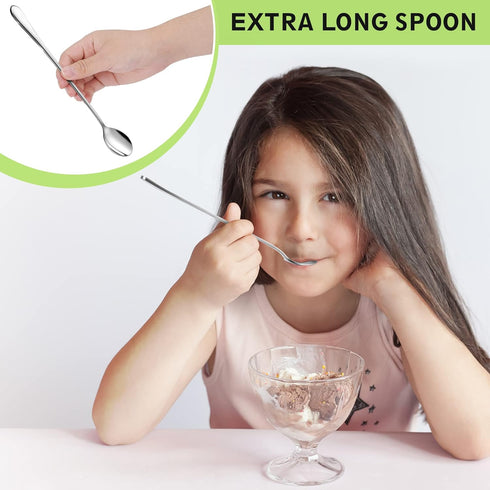 9-Inch Long Coffee Spoons for Coffee Bar, Coffee Stirrers Ice Cream Spoon Tea Spoons Stainless Steel Long Spoon for Cocktail Stirring Iced Tea, Co...