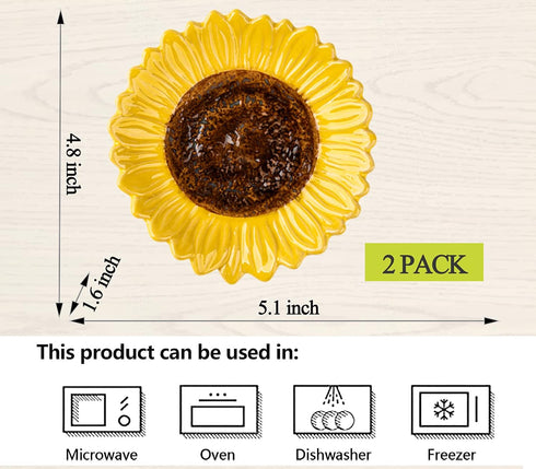 Sunflower Shaped Ceramic Spoon Rest - 2 PCS for Stove Top & Counter...
