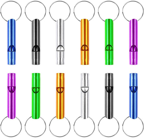 12 pcs Emergency Whistle with Key Chain, Aluminum Extra Loud Safety Survival Whistle Keychain for Outdoor Sports Camping Hiking Boating Hunting, 6...
