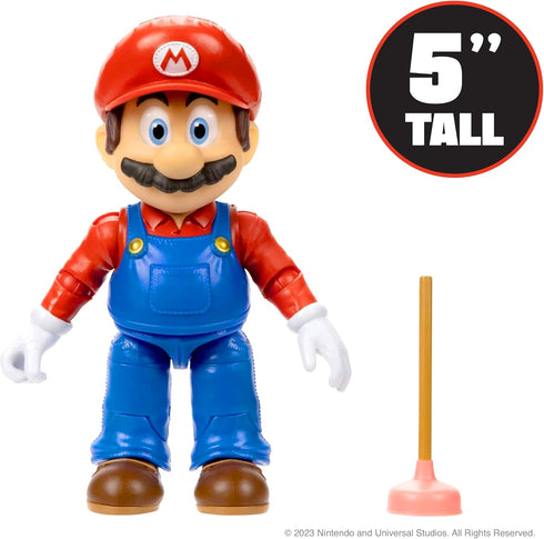 THE SUPER MARIO BROS. MOVIE - 5 Inch Action Figures Series 1 – Mario Figure with Plunger Accessory...