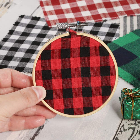 Caydo 20 Pieces Christmas Fabric Squares, 5.9 Inch Christmas Charm Packs 10 Patterns Polyester Cotton Plaid Fabric Squares for Garlands, Christmas...