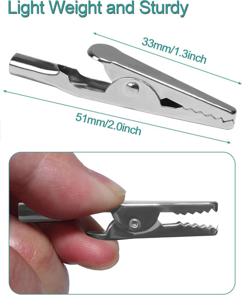 25 Pcs 2 Inches / 51 mm Metal Alligator Clip Spring Clamps,Silver Tone Nickel Plated, used in laboratory electric testing work and Cable Lead Clip...