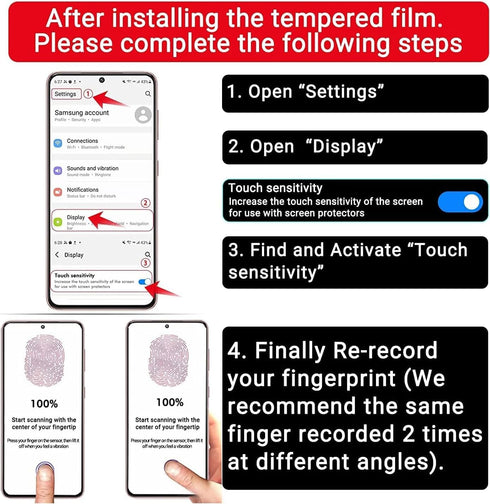 T Tersely [2+2 Pack 9H Tempered Glass Privacy Screen Protector for Samsung Galaxy S24 5G, with Installation Alignment Frame, Support Fingerprint U...