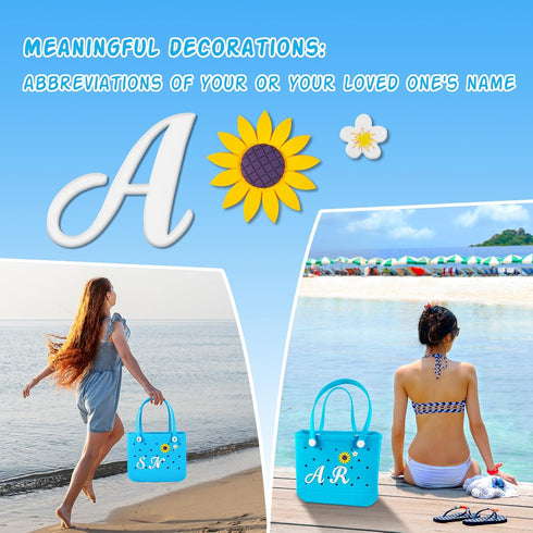 3 Pcs Letter Charms for Bogg Bag Clips Insert Bogg Bag Accessories Charm Decorative Alphabet Charm for Handbag Beach Tote Bag Simple Modern Beach ...