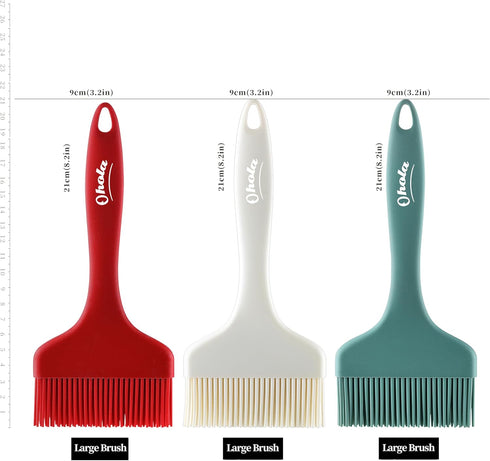 3PCS Extra Large Silicone Basting Pastry Brush, OHOLA Heat Resistant Oil Sauce Brush, Food Cooking Brush for BBQ, Grilling, Baking, BPA Free, Dish...
