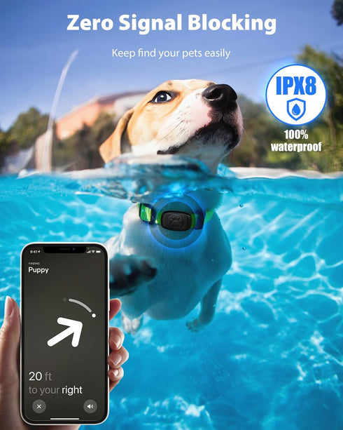 Upgraded Airtag Dog Collar Holder Mount, Stouchi IPX8 100% Waterproof AirTag Pet Harness Case Anti-Lost Premium PC Lightweight Fits All Widths Col...