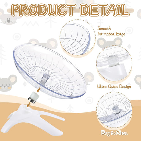 2 Pieces Hamster Wheel Hamster Flying Saucer Fitness Hamster Toys Silent Exercise Wheel Running Wheel for Hamsters Gerbils Mice Hedgehog Guinea Pi...