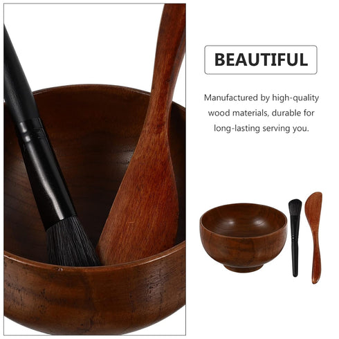 Wood Face Mask Mixing Bowl Set For Ladies Facial Skincare Clay Mixing DIY Vintage Facemask Bowl Kit with Mask Spoon Spatula Brush...