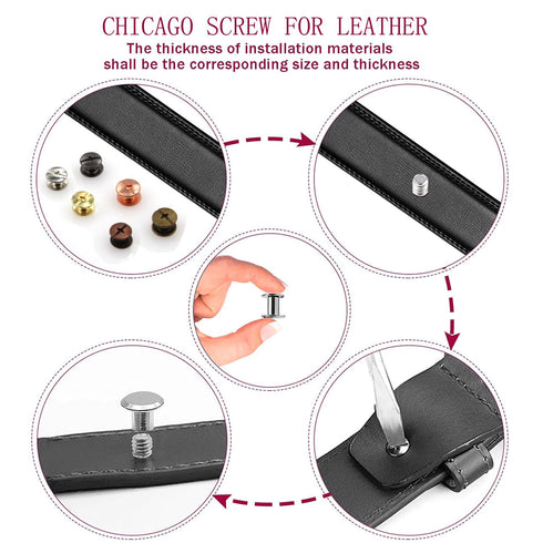150 Sets Chicago Screw Kit 6 Color Leather Rivets Screw Rivets Chicago Screw Buttons DIY Leather Trim Black Silver Gold Copper Rose Gold ?M5*4 * 2...