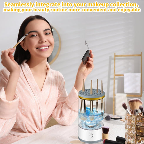 Makeup Brush Cleaner - Portable Electric Cleaner for Small to Medium Brushes, Fast and Efficient Cleaning, Ideal for Makeup Enthusiasts (white)...