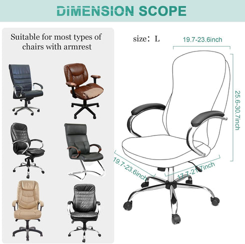 Tatuo 3 Pcs Computer Office Chair Cover Universal Rotating Chair Slipcovers Protector Removable Washable Office Chair Armrest Covers with Zipper f...