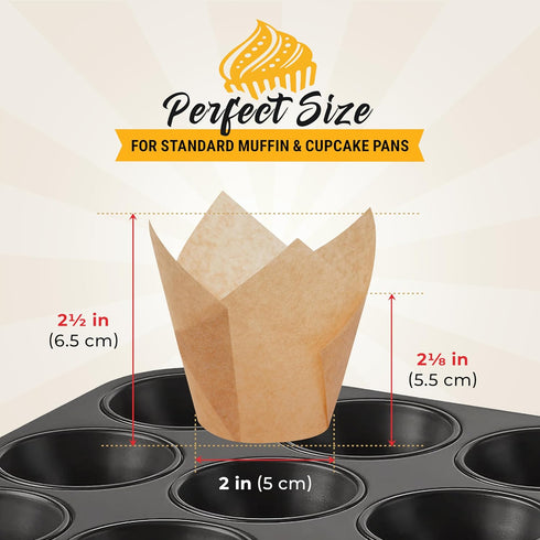 Tulip Cupcake Liners, Muffin Liners for Baking by Baker’s Signature – 150pcs of Parchment Paper Cups Cupcake Wrappers – Perfect Size, Sturdy, Grea...
