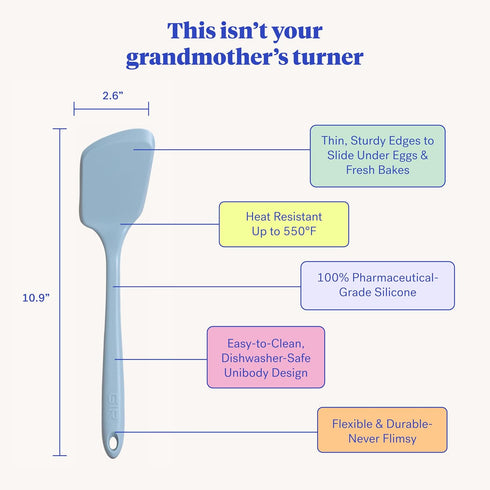 GIR: Get It Right Silicone Cooking Spatula Turner - Mini 11-In Slate - One-Piece Design & Heat-Resistant up to 425°F - Versatile Pancake Flipper &...