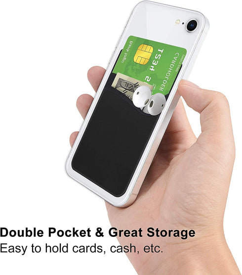 Senose Cell Phone Wallet, Silicone Adhesive Stick-on Phone Card Holder for Credit Card,Id Holder Wallet Pouch Sleeve Pocket Compatible for iPhone ...