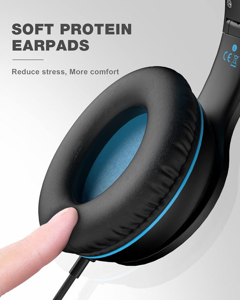 Elecder i45 Black Wired Headphones, Immersive Hi-Fi Stereo Bass, Lightweight and Folding, 4.9ft Nylon Woven Rope, Ideal for School, Travel, Home, ...