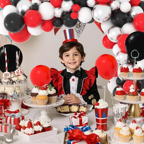 Red Black White Silver Balloon Garland Arch Kit - Red and White Balloons Red Black Silver Balloons for Poker Cards Birthday Wedding Retirement Cla...